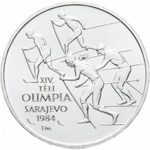 Реверс монеты Венгрия, 500 форинтов, 1984, XIV зимние Олимпийские игры, Сараево 1984