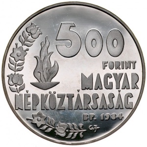 Аверс монеты Венгрия, 500 форинтов, 1984, XXIII летние Олимпийские Игры, Лос-Анджелес 1984