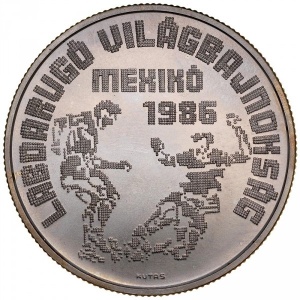 Реверс монеты Венгрия, 500 форинтов, 1986, Чемпионат мира по футболу 1986 /Футболисты/