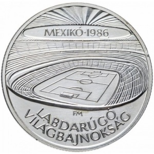 Реверс монеты Венгрия, 500 форинтов, 1986, Чемпионат мира по футболу 1986 /Стадион/