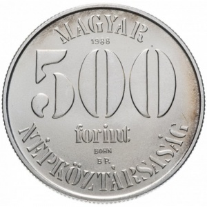 Аверс монеты Венгрия, 500 форинтов, 1988, Чемпионат Европы по футболу 1988