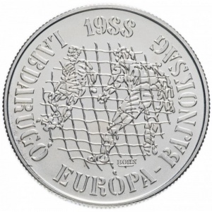 Реверс монеты Венгрия, 500 форинтов, 1988, Чемпионат Европы по футболу 1988