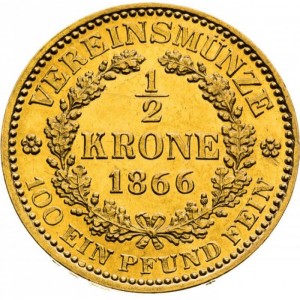 Реверс монеты Венгрия, ½ кроны, 1866