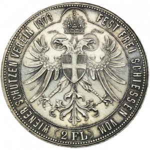 Реверс монеты Венгрия, 2 флорина, 1873, Общественный фестиваль по стрельбе Венской ассоциации стрельбы