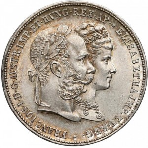 Аверс монеты Венгрия, 2 флорина, 1879, Годовщина серебряной свадьбы