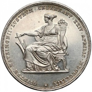 Реверс монеты Венгрия, 2 флорина, 1879, Годовщина серебряной свадьбы