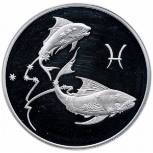 Реверс монеты Россия, 3 рубля, 2004, Знаки зодиака - Рыбы