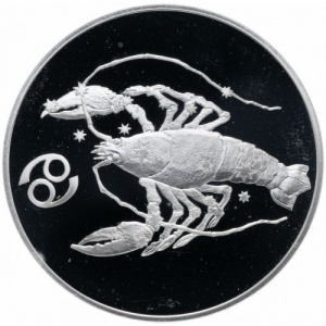 Реверс монеты Россия, 3 рубля, 2004, Знаки зодиака - Рак