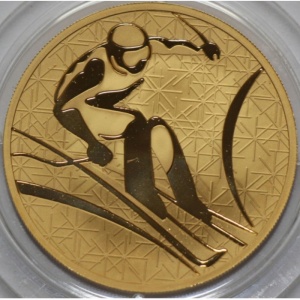 Реверс монеты Россия, 200 рублей, 2010, Зимние виды спорта - Горнолыжный спорт
