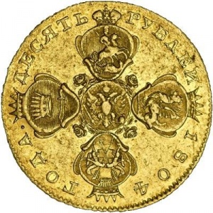 Аверс монеты Российская Империя, 10 рублей, 1802-1805