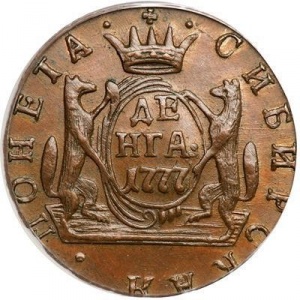 Реверс монеты Российская Империя, 1 деньга, 1766-1779