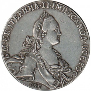 Аверс монеты Российская Империя, 1 рубль, 1766-1776