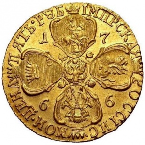 Реверс монеты Российская Империя, 5 рублей, 1766-1776