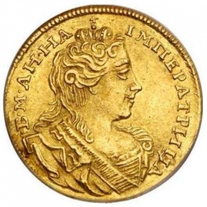 Аверс монеты Российская Империя, 1 червонец, 1730