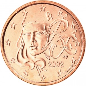 Аверс монеты Франция, 1 евроцент, 1999-2026