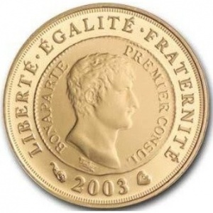 Реверс монеты Франция, ¼ евро, 2003, 200 лет Франку