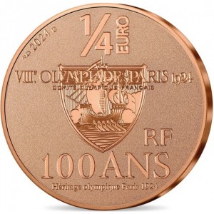 Аверс монеты Франция, ¼ евро, 2024, 100 лет Олимпийским играм, Париж 1924