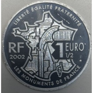 Аверс монеты Франция, 1½ евро, 2002, Главные памятники - Мон-Сен-Мишель
