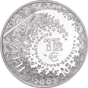 Аверс монеты Франция, 1½ евро, 2002, Персонажи сказок - Белоснежка
