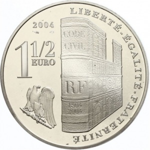 Реверс монеты Франция, 1½ евро, 2004, 200 лет коронации Наполеона I