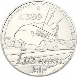 Аверс монеты Франция, 1½ евро, 2007, Аэробус A380
