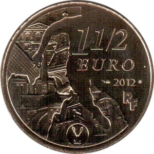 Аверс монеты Франция, 1½ евро, 2012, Футбольный клуб - Пари Сен-Жермен