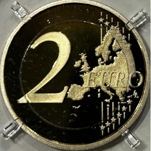 Реверс монеты Франция, 2 евро, 2014, Всемирный день борьбы со СПИДом, Цветное покрытие