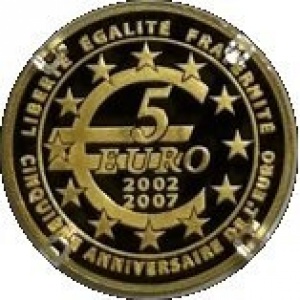 Реверс монеты Франция, 5 евро, 2007, 5 лет введению ЕВРО