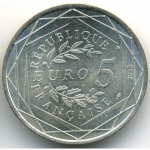 Аверс монеты Франция, 5 евро, 2013, Свобода