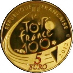 Аверс монеты Франция, 5 евро, 2013, Тур де Франс - 100-е издание