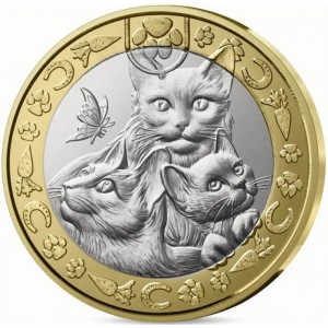 Реверс монеты Франция, 5 евро, 2025, Любимые животные французов - Кошка