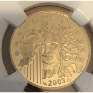 Реверс монеты Франция, 10 евро, 2003, 1 лет введению евро