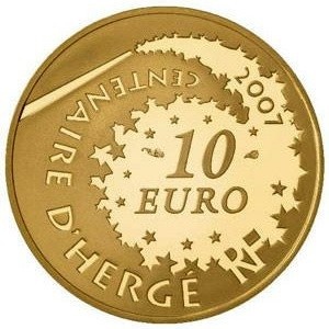 Аверс монеты Франция, 10 евро, 2007, 100 лет со дня рождения Жоржа Реми - Тинтин