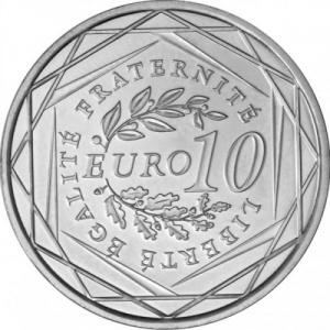 Реверс монеты Франция, 10 евро, 2010, Регионы Франции - Гваделупа