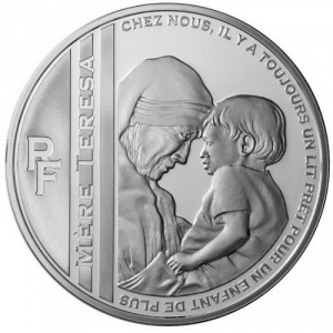 Аверс монеты Франция, 10 евро, 2010, 100 лет со дня рождения Матери Терезы