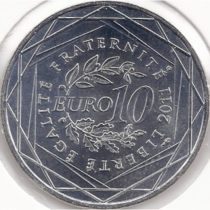 Реверс монеты Франция, 10 евро, 2011, Реюньон