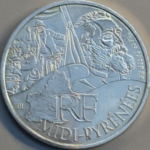 Аверс монеты Франция, 10 евро, 2012, Регионы Франции - Юг-Пиренеи