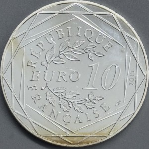 Аверс монеты Франция, 10 евро, 2015, FRATERNITÉ, норманы /Астерикс и Норманны/