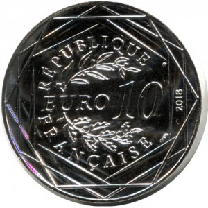 Аверс монеты Франция, 10 евро, 2018, Нотр-Дам-де-Пари