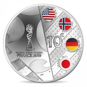 Реверс монеты Франция, 10 евро, 2019, Чемпионат мира по футболу среди женщин, 2019 - Вратарь