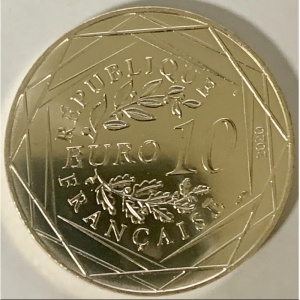 Аверс монеты Франция, 10 евро, 2020, Смурфик портной
