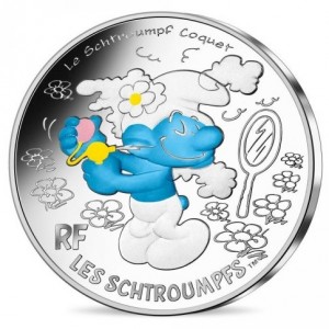 Реверс монеты Франция, 10 евро, 2020, Красавчик Смурфик