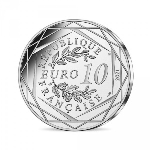 Аверс монеты Франция, 10 евро, 2021, Гарри Поттер - Гарри, Рон и Гермиона
