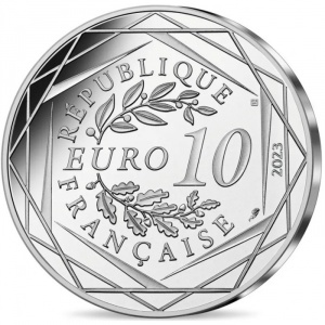 Аверс монеты Франция, 10 евро, 2023, Талисман Фриж. Теннис