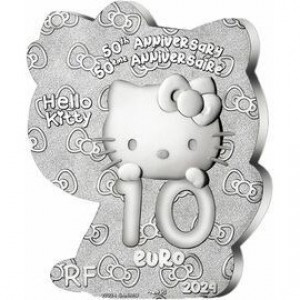 Аверс монеты Франция, 10 евро, 2024, Hello Kitty - 50 лет персонажу