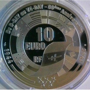 Аверс монеты Франция, 10 евро, 2024, 80 лет высадке в Нормандии - Сворд-Бич