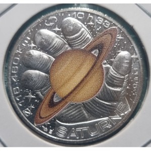 Реверс монеты Франция, 10 евро, 2025, Космическая одиссея - Сатурн