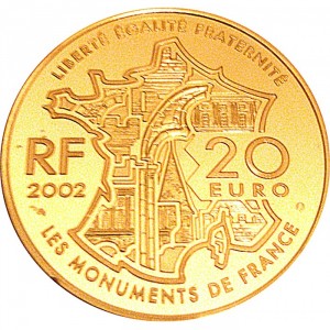 Аверс монеты Франция, 20 евро, 2002, Главные памятники - Монмартр