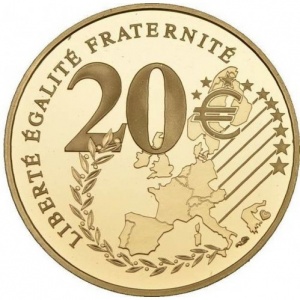 Реверс монеты Франция, 20 евро, 2002, Спасибо, Франция