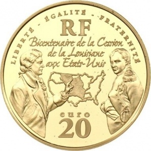 Аверс монеты Франция, 20 евро, 2003, 200 лет Луизианской покупке
